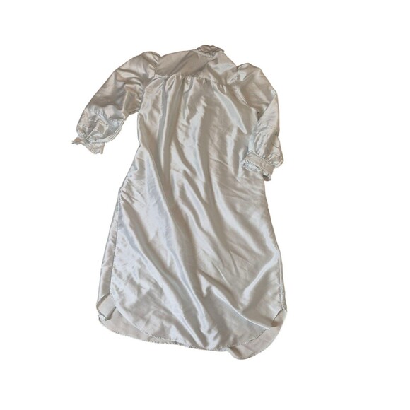 Miss Elaine Vintage Satin Nightgown Ruffle Detail Nighty Light Blue Sz M - Picture 2 of 3